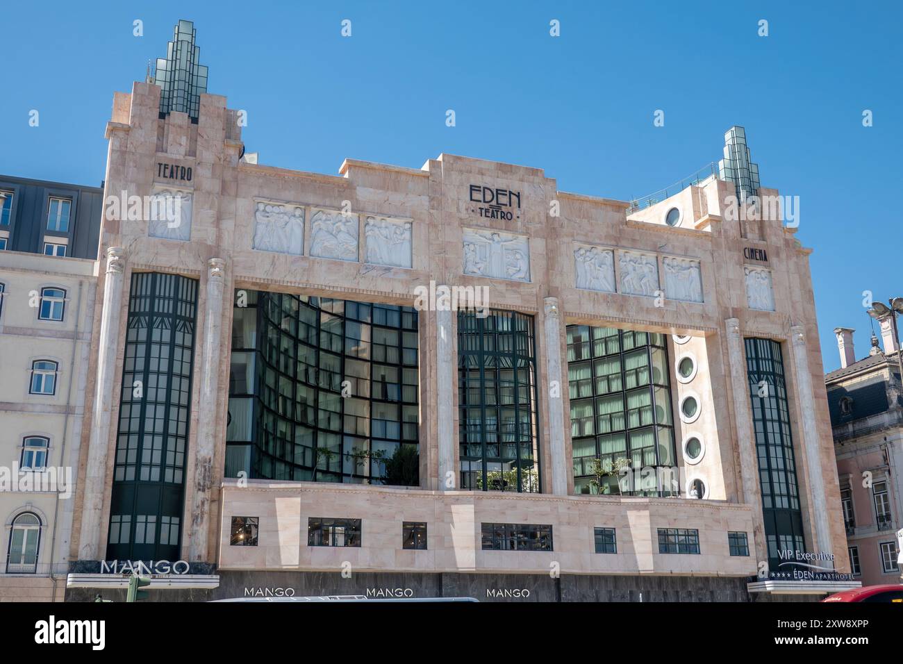 The Eden Theatre Facade Lisbon Portugal, Now The Eden Aparthotel By VIP Executive In Restauradores Square, April 16, 2024 Stock Photo