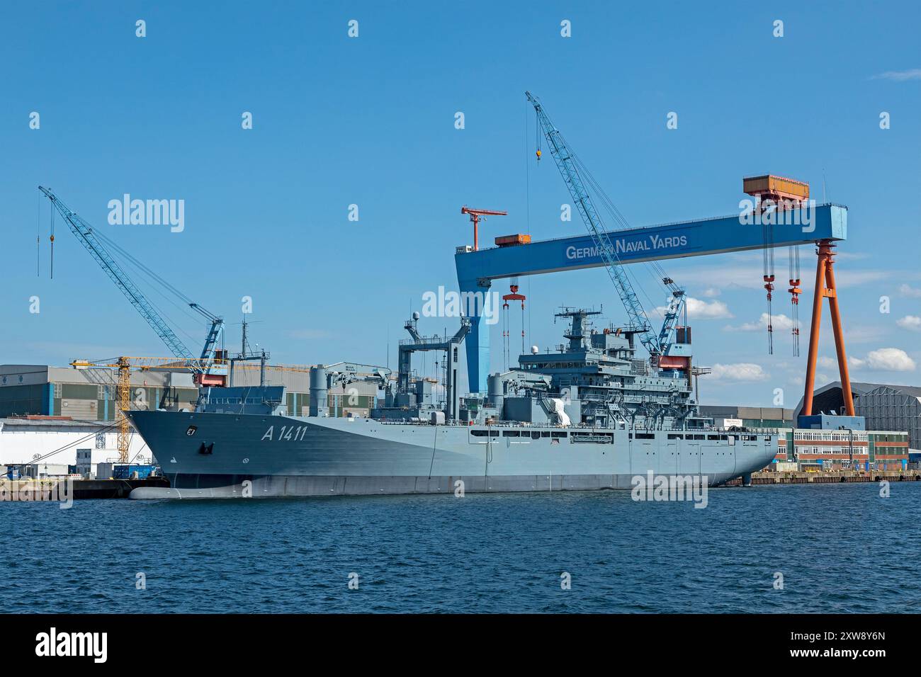 Berlin-class replenishment ship A 1411, German Naval Yards, Kiel, Schleswig-Holstein, Germany Stock Photo