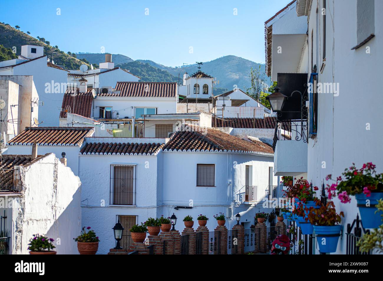 MIJAS, SPAIN - JULY 7, 2024: Charming white Spanish hill village ...