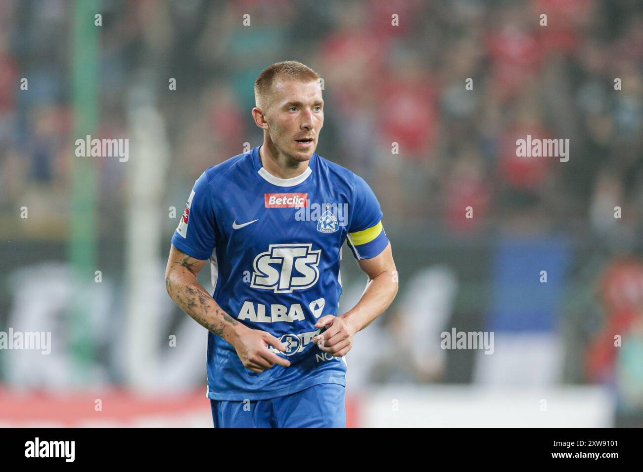 Krakow, Poland. 12th Aug, 2024. Szymon Szymanski of Ruch Chorzow seen during BETCLIC 1 POLISH LEAGUE 2024/2025 football match between Wisla Krakow and Ruch Chorzow at Municipal Stadium. Final score; Wisla Krakow 3:1 Ruch Chorzow. (Photo by Grzegorz Wajda/SOPA Images/Sipa USA) Credit: Sipa USA/Alamy Live News Stock Photo