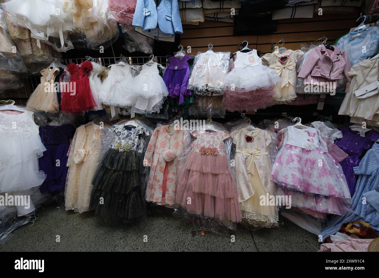 View of the stalls at Bullring Rag Market offering all kinds of items ...
