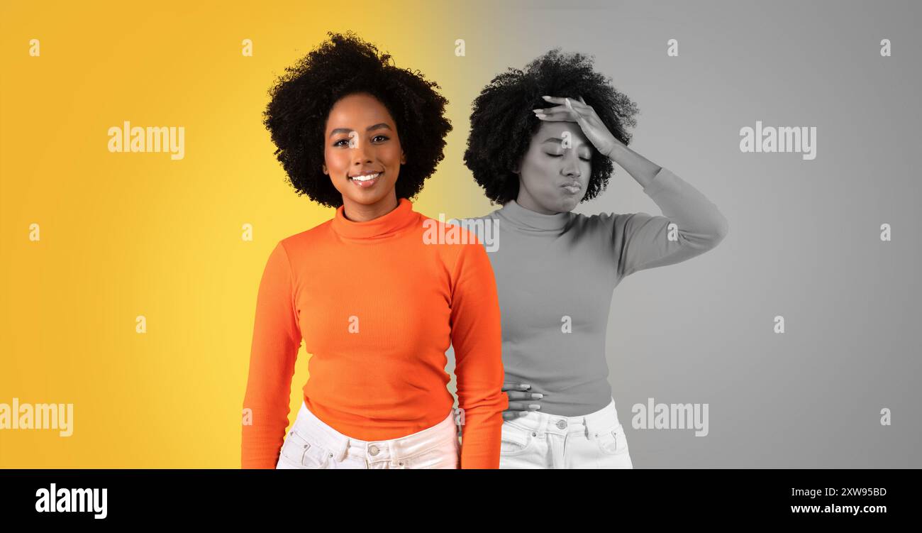 Collage woman wearing orange hi-res stock photography and images - Alamy