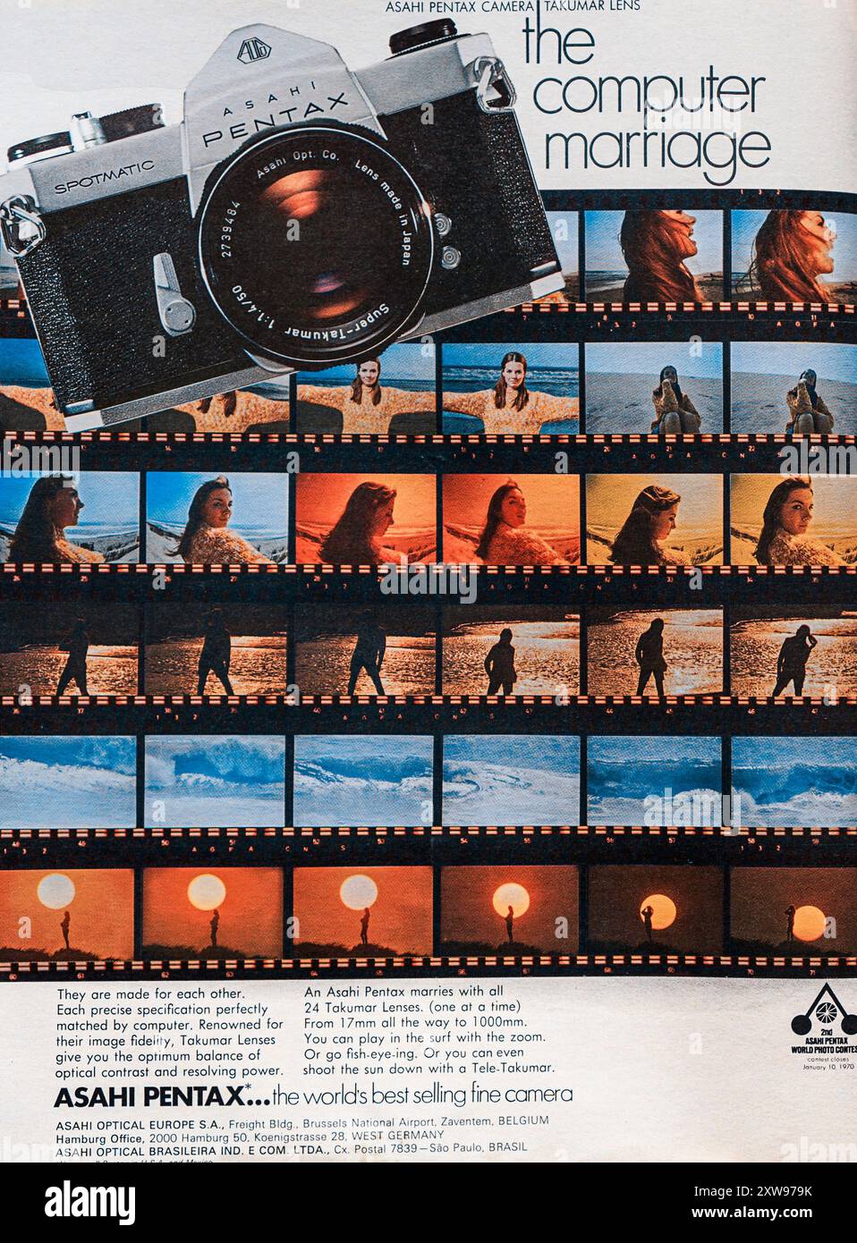 A vintage 1969 advertisement highlights the Asahi Pentax camera with ...