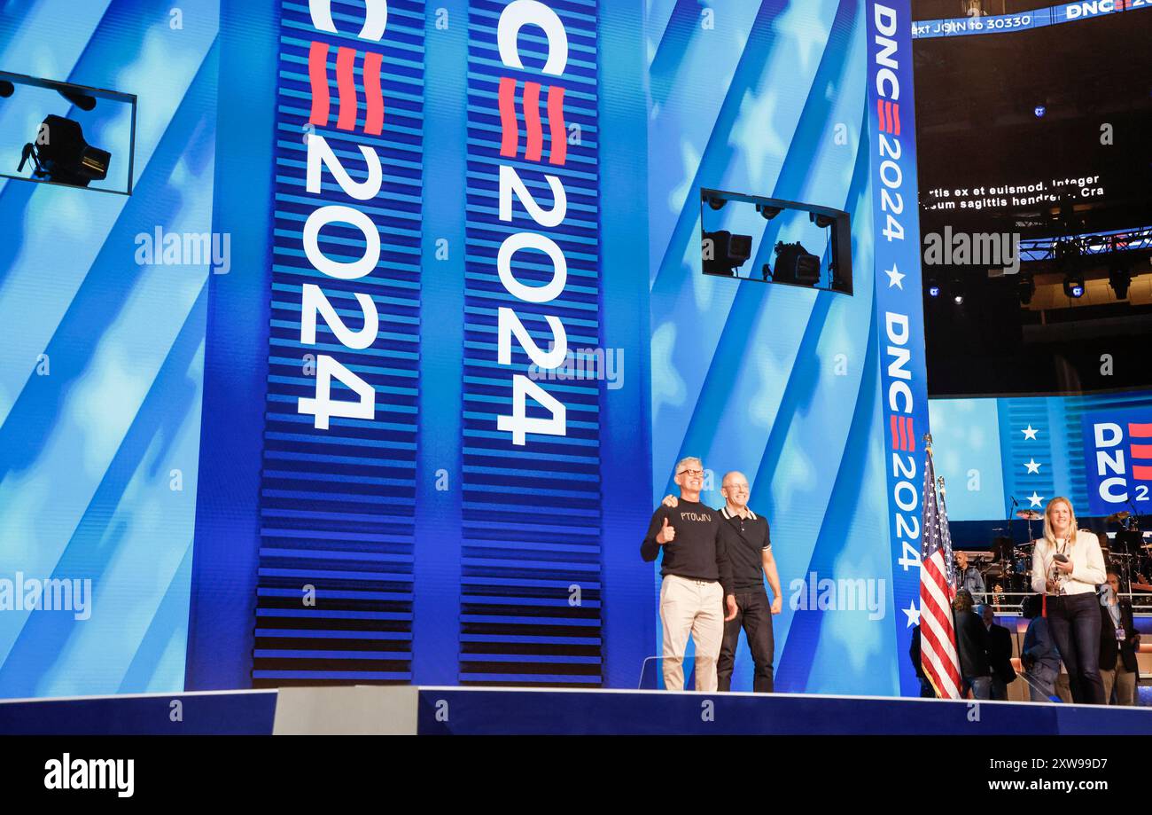 Dnc Events Chicago, United States. 18th Aug, 2024. People pose for pictures on the ...