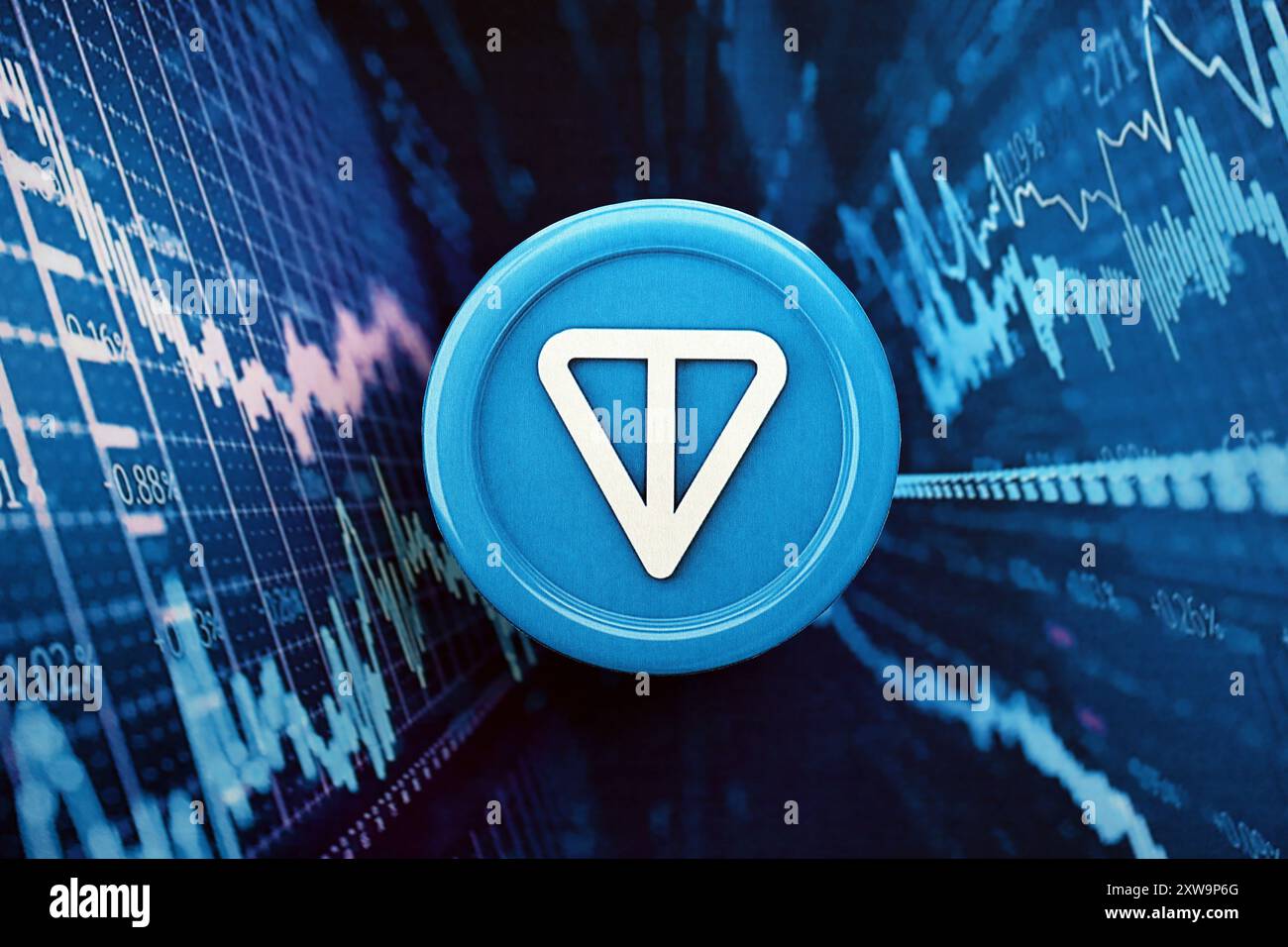 KYIV, UKRAINE - AUGUST 17, 2024 Telegram TON coin on abstract fictional cryptocurrency  trading chart in blue color close up Stock Photo - Alamy