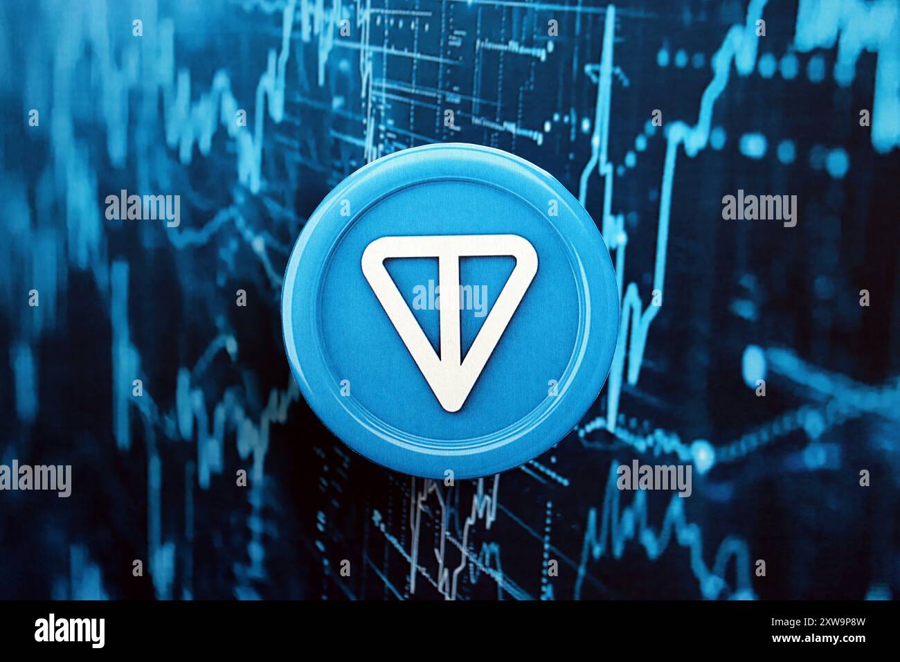 KYIV, UKRAINE - AUGUST 17, 2024 Telegram TON coin on abstract fictional  cryptocurrency trading chart in blue color close up Stock Photo - Alamy
