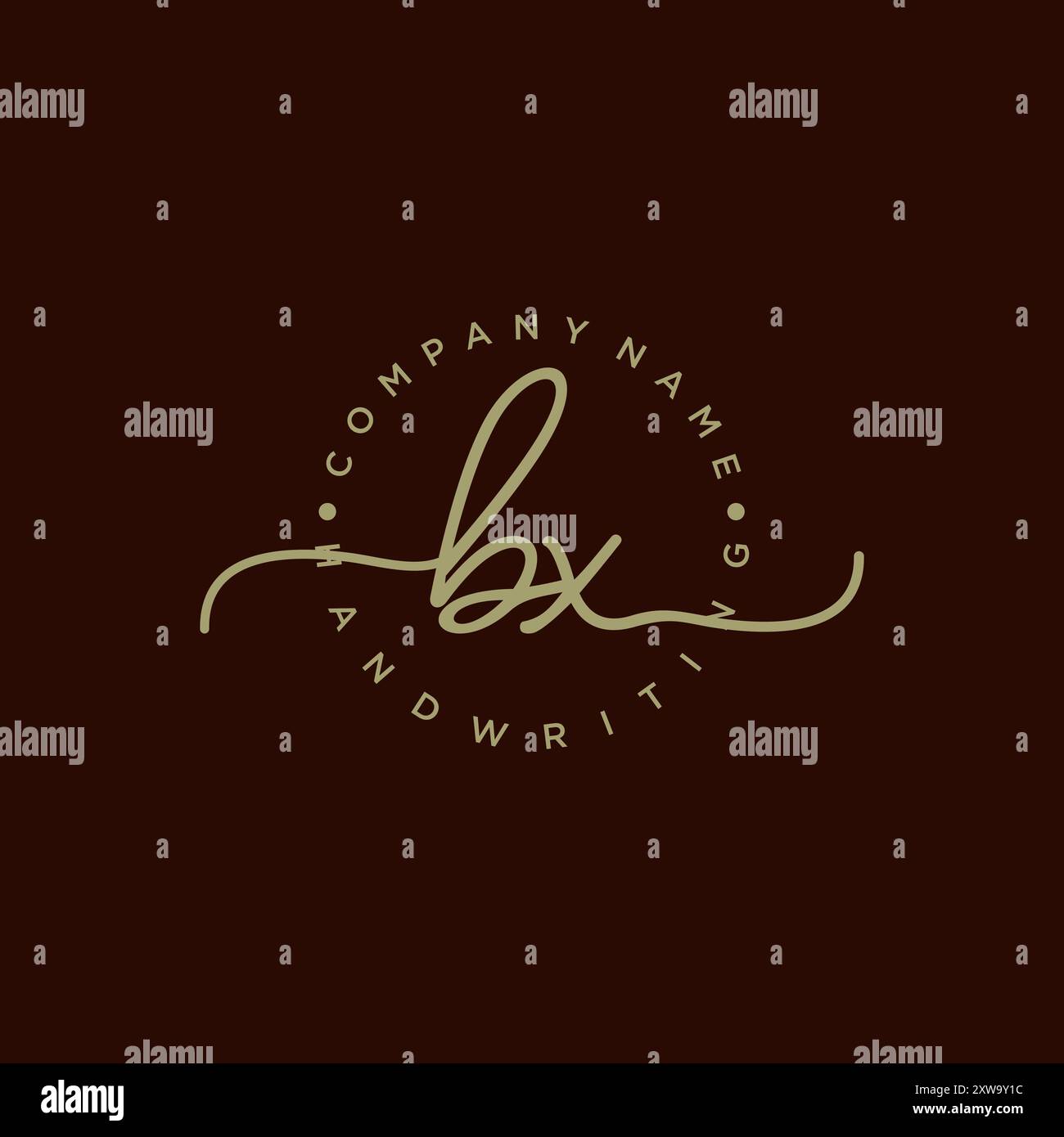 BX Initial Handwriting Logo Stock Vector