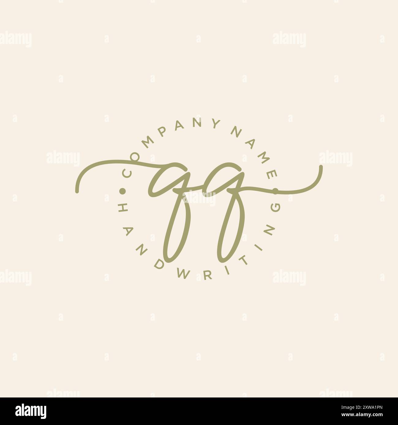 QQ Initial Handwriting Logo Stock Vector