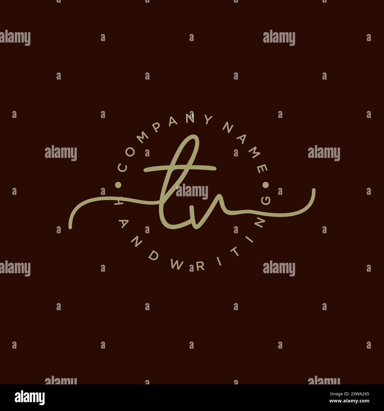 TV Initial Handwriting Logo Stock Vector