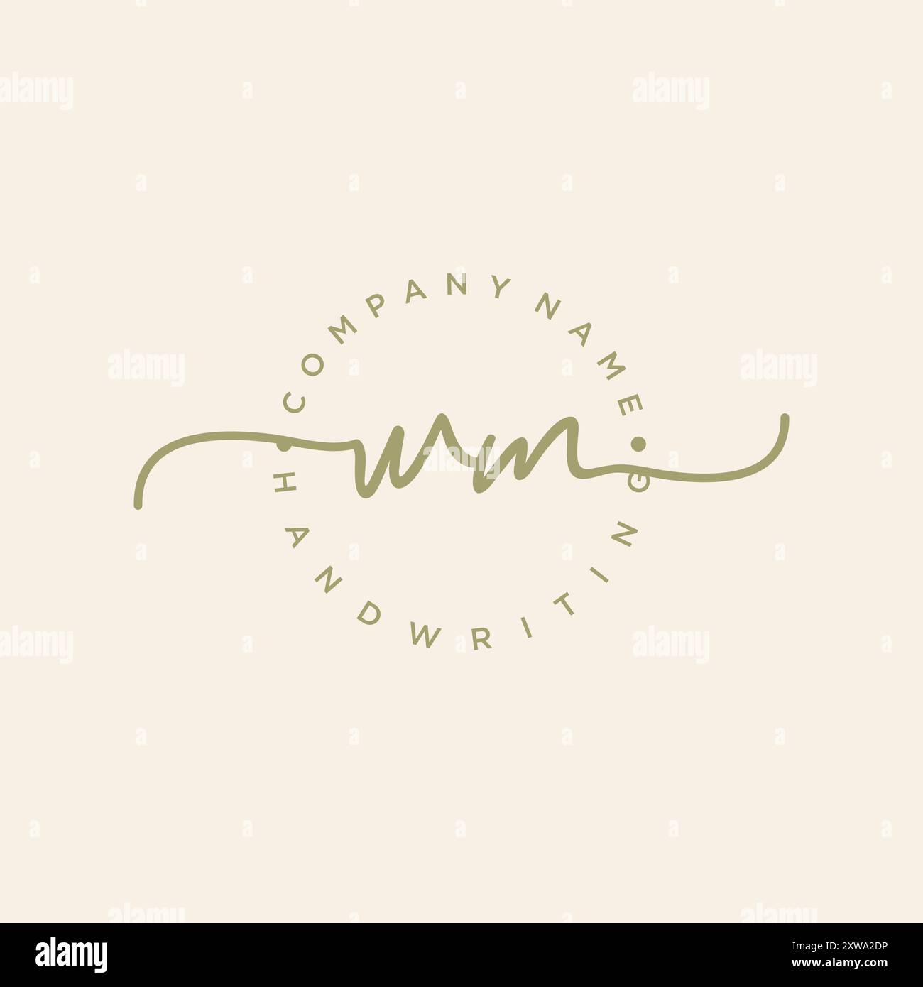 WM Initial Handwriting Logo Stock Vector