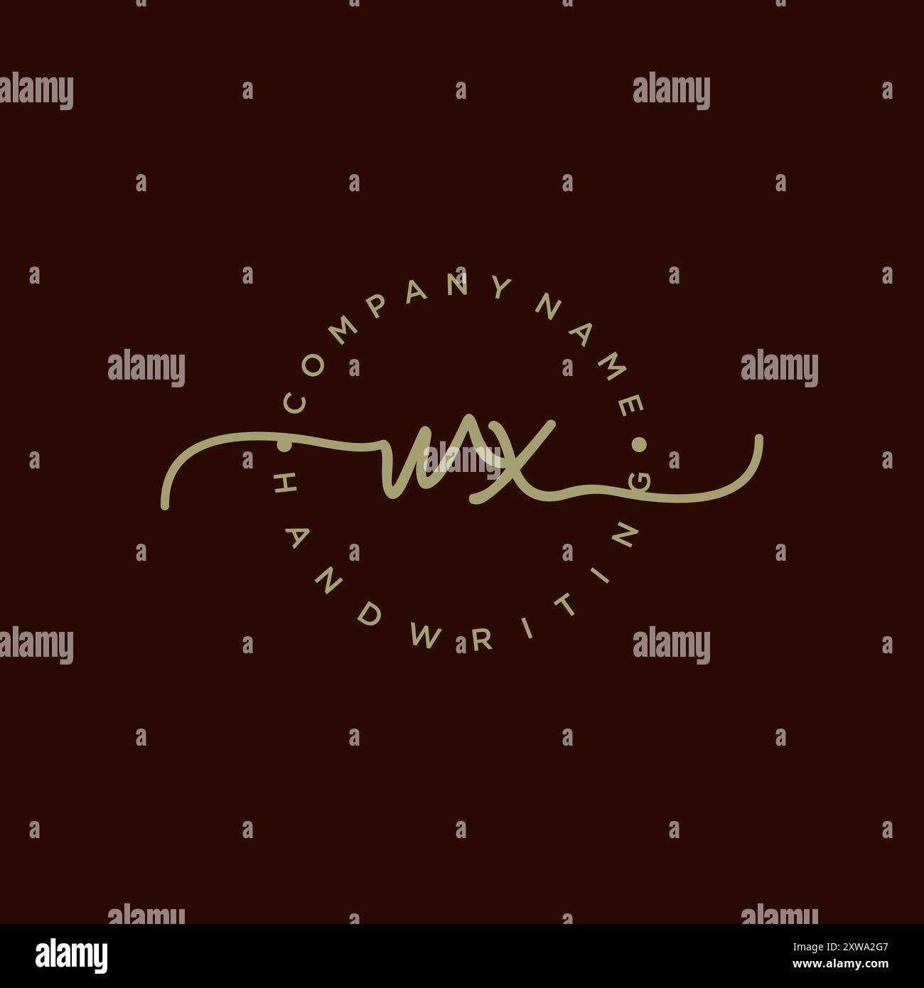WX Initial Handwriting Logo Stock Vector