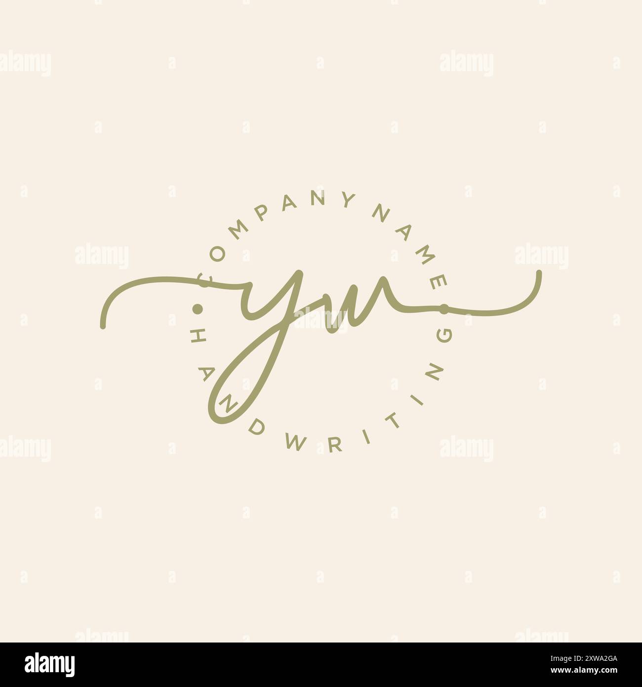 YW Initial Handwriting Logo Stock Vector