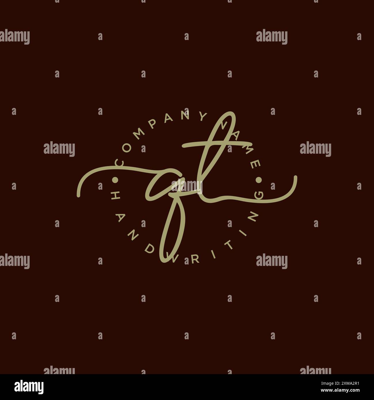 QT Initial Handwriting Logo Stock Vector