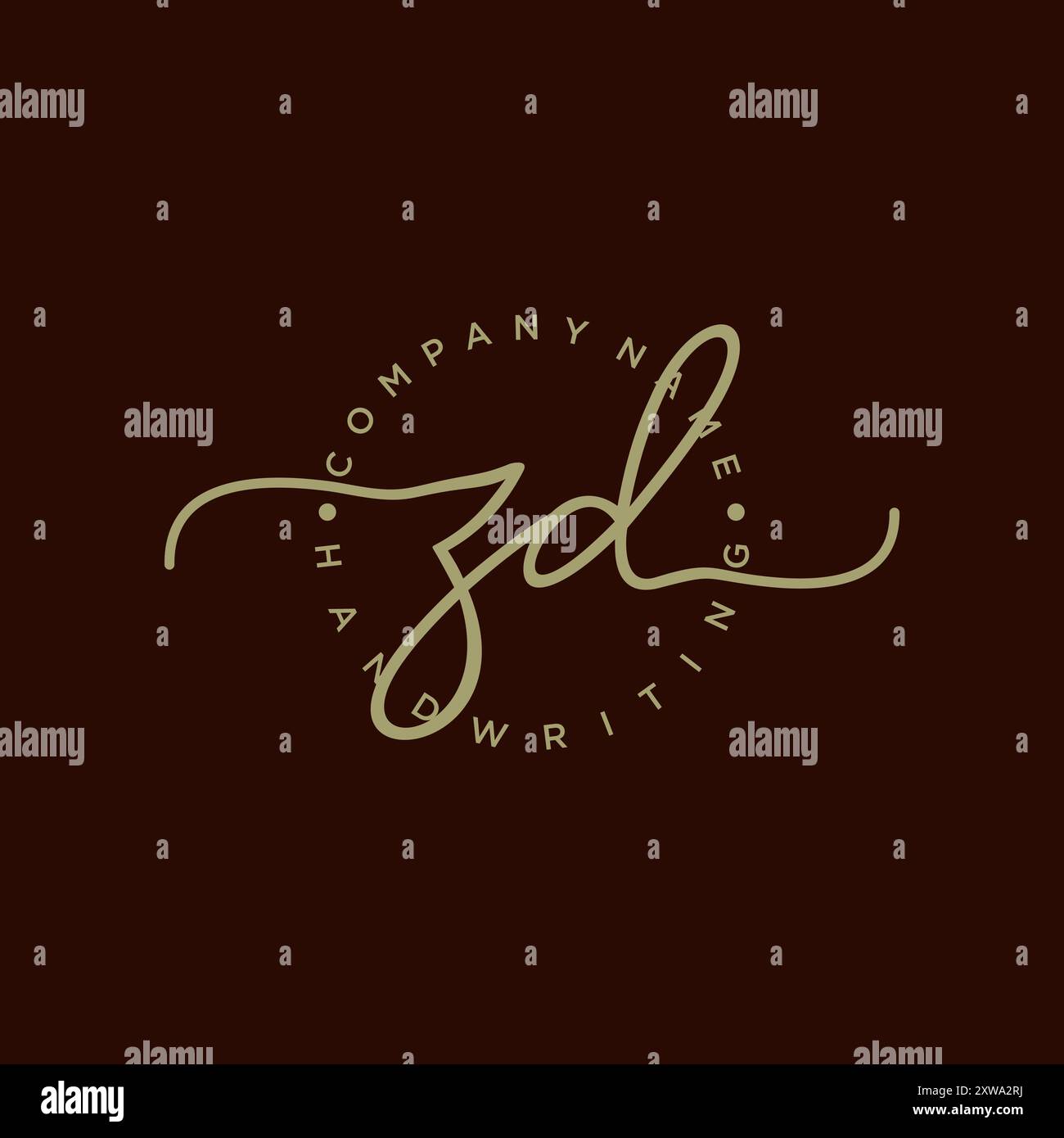 ZD Initial Handwriting Logo Stock Vector