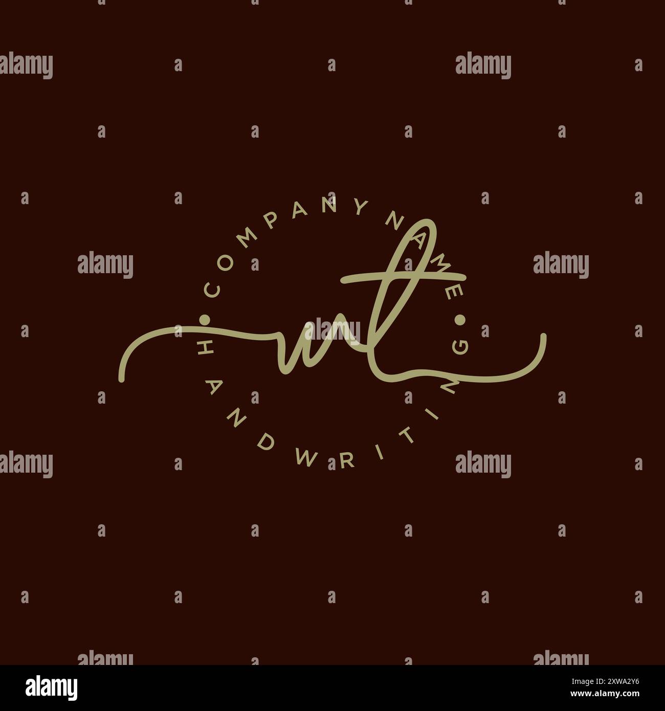 WT Initial Handwriting Logo Stock Vector