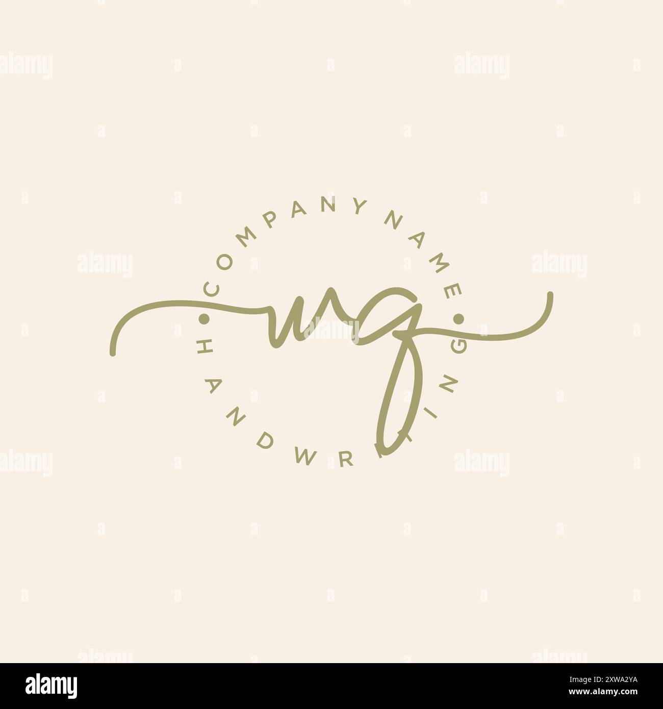 WQ Initial Handwriting Logo Stock Vector