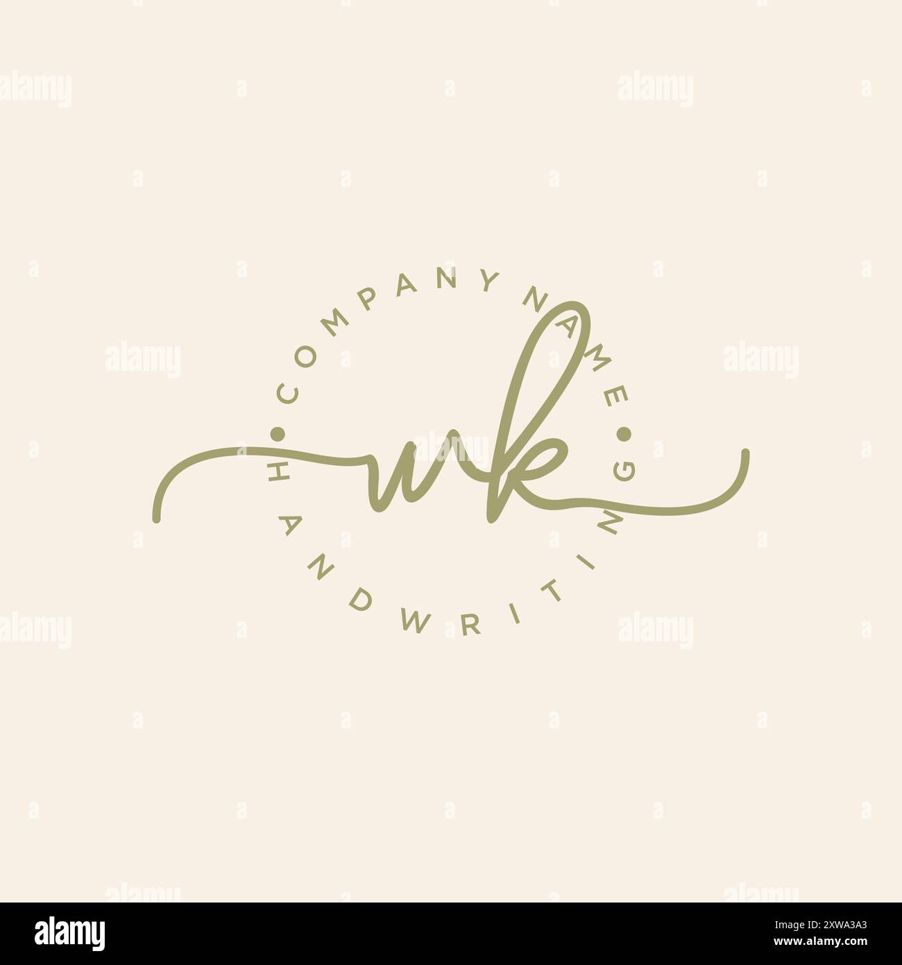 WK Initial Handwriting Logo Stock Vector