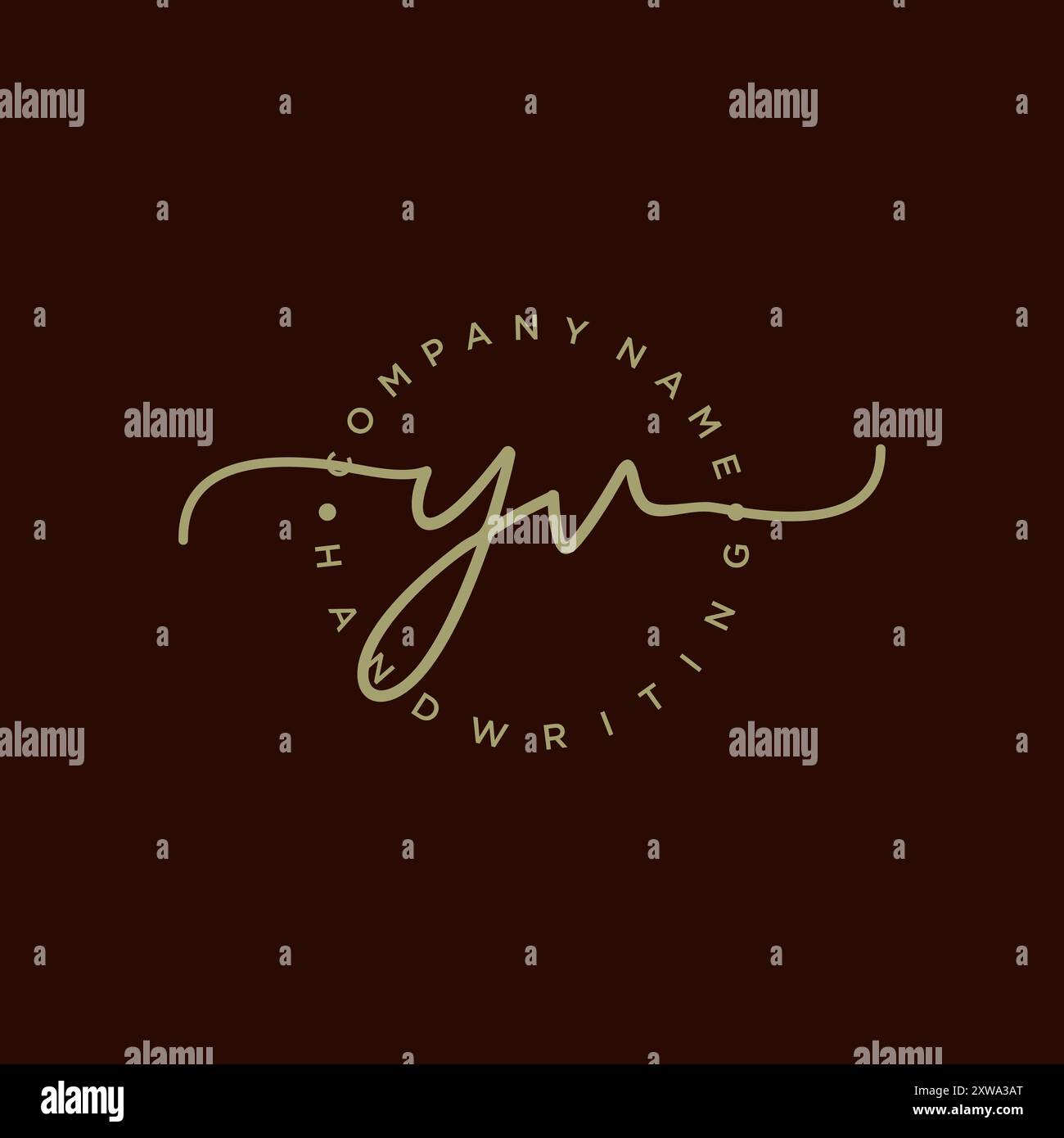 YV Initial Handwriting Logo Stock Vector