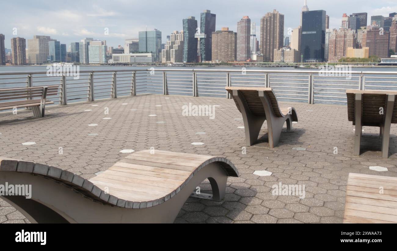 New York City waterfront skyline, Manhattan Midtown buildings ...