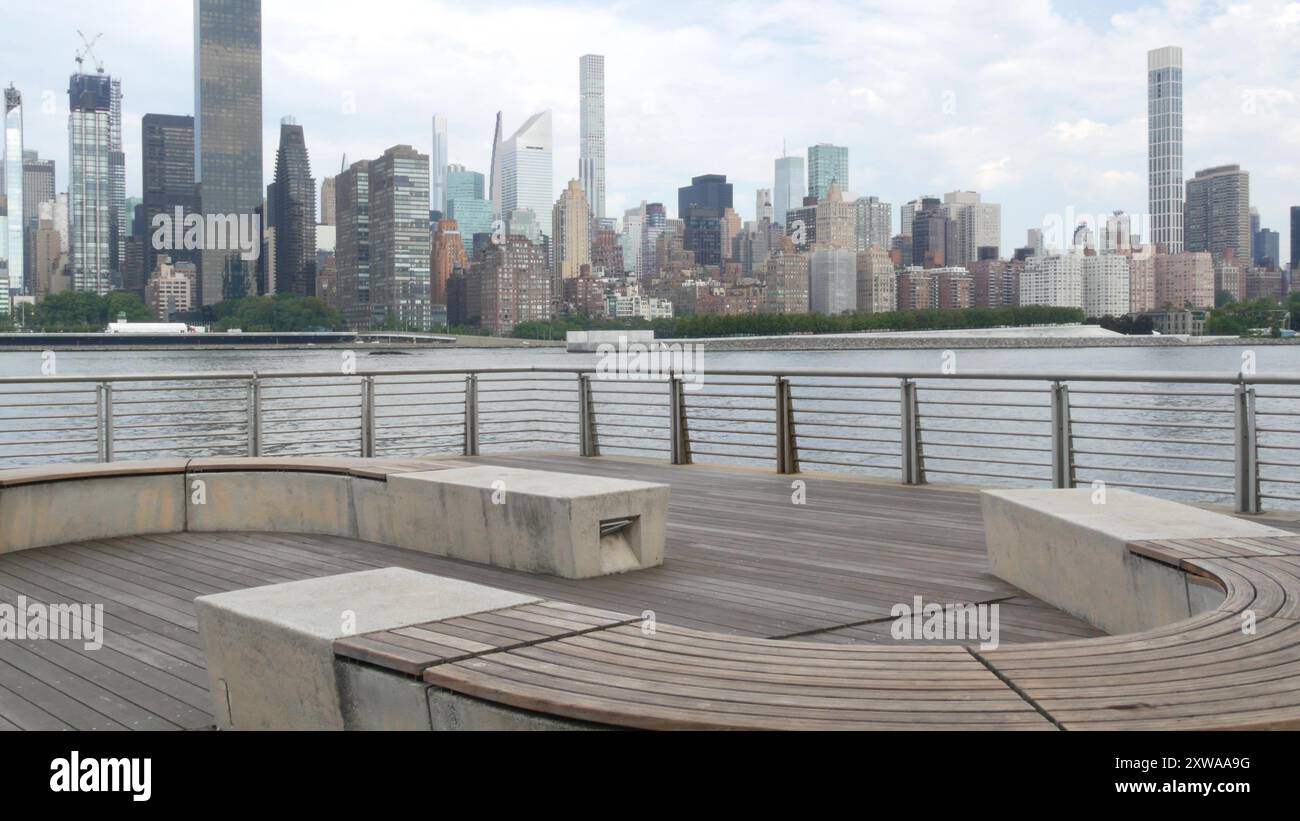 New York City waterfront skyline, Manhattan Midtown buildings ...