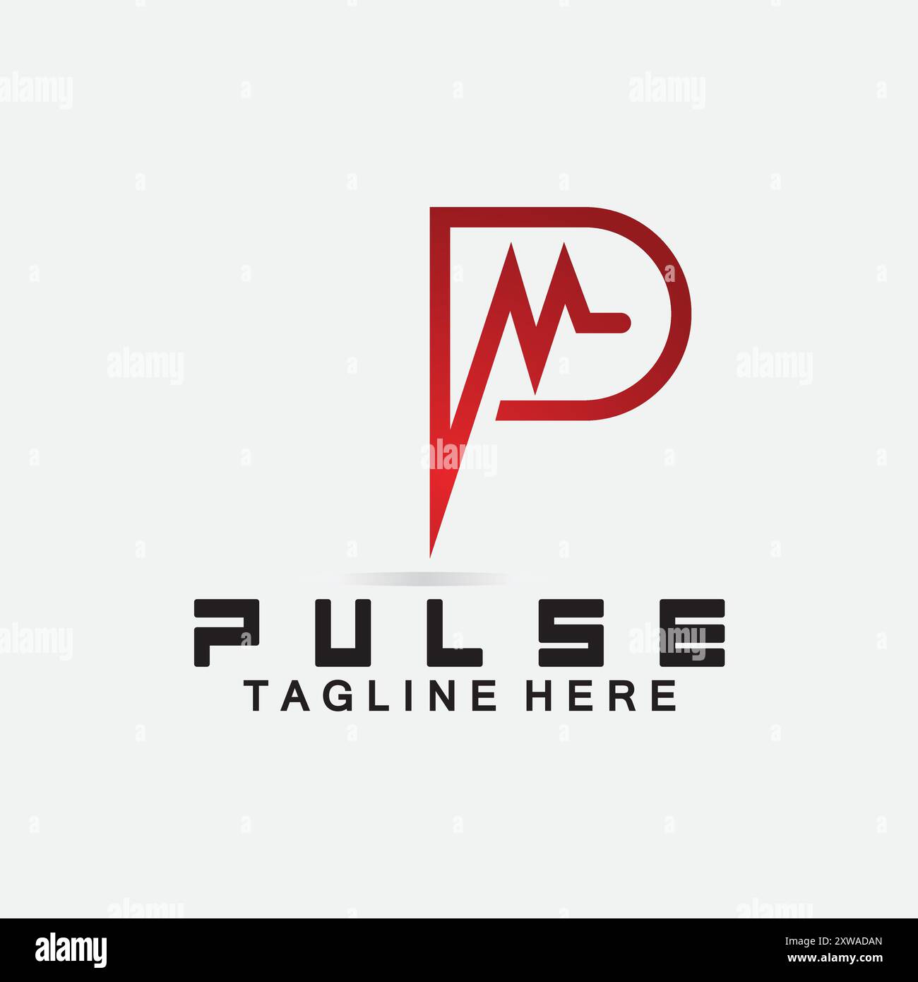 Letter P Pulse Line  Logo Design  vector illustration. design combining Initial P with Pulse. Stock Vector