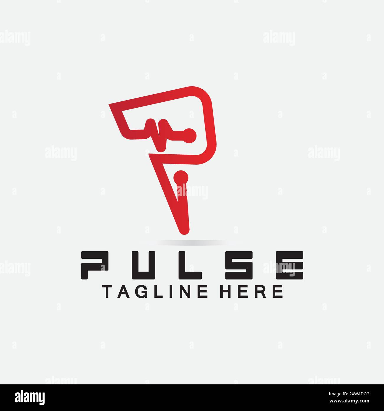 Letter P Pulse Line  Logo Design  vector illustration. design combining Initial P with Pulse. Stock Vector
