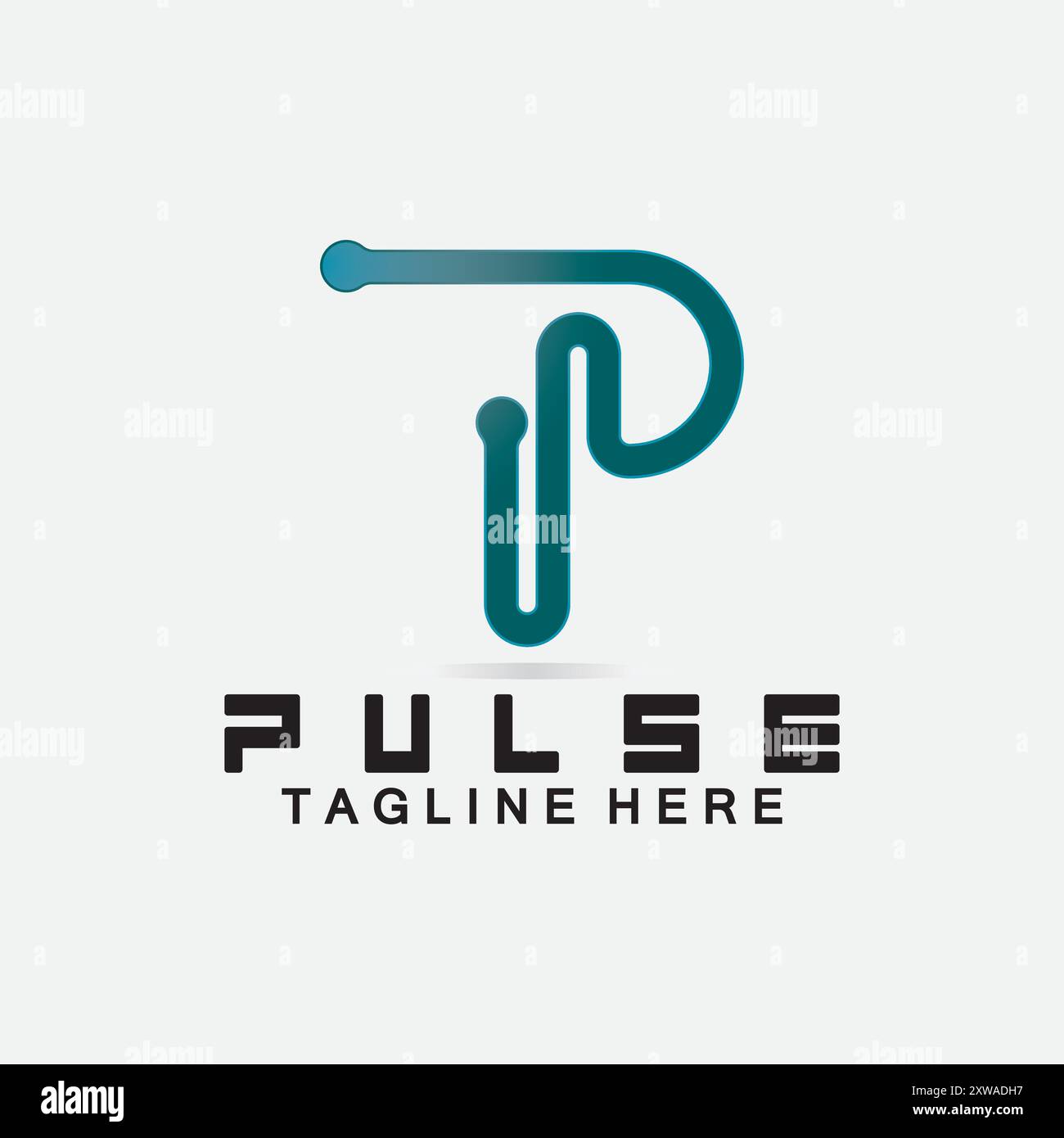 Letter P Pulse Line  Logo Design  vector illustration. design combining Initial P with Pulse. Stock Vector