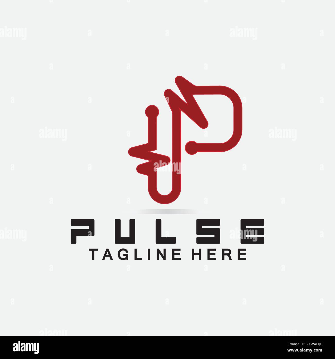 Letter P Pulse Line  Logo Design  vector illustration. design combining Initial P with Pulse. Stock Vector