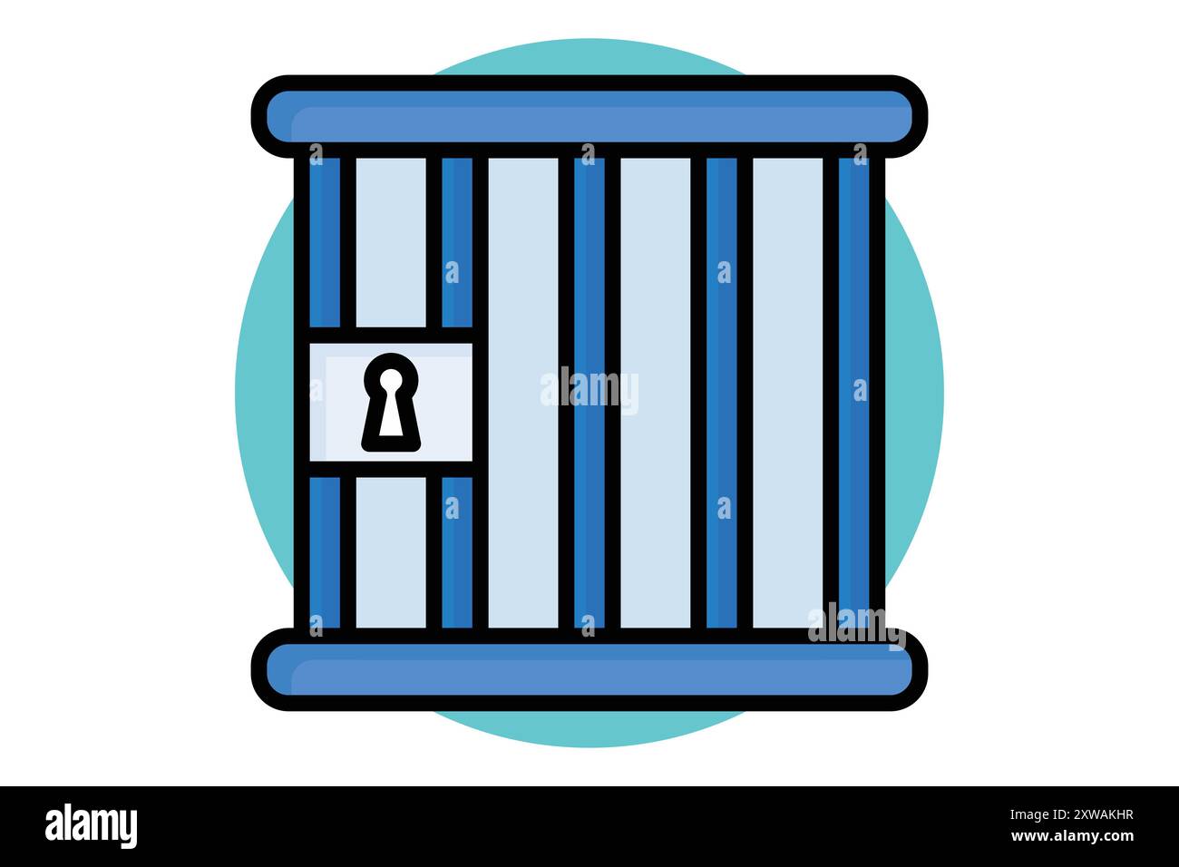 Jail colored outline icon. icon related to law and justice. law elements vector illustration Stock Vector