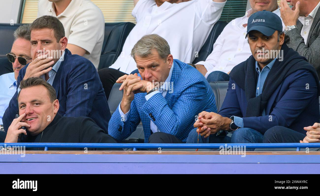 London, UK. 18th Aug, 2024  - Chelsea v Manchester City - Premier League - Stamford Bridge.                                                               Chelsea owner Todd Boehly watches on against against Manchester City. Picture Credit: Mark Pain / Alamy Live News Stock Photo