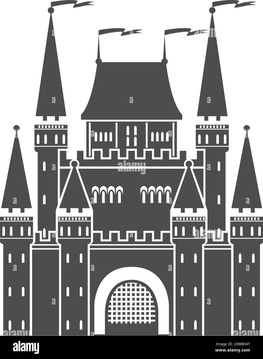 Fairytale castle black icon. Kid fantasy architecture Stock Vector ...