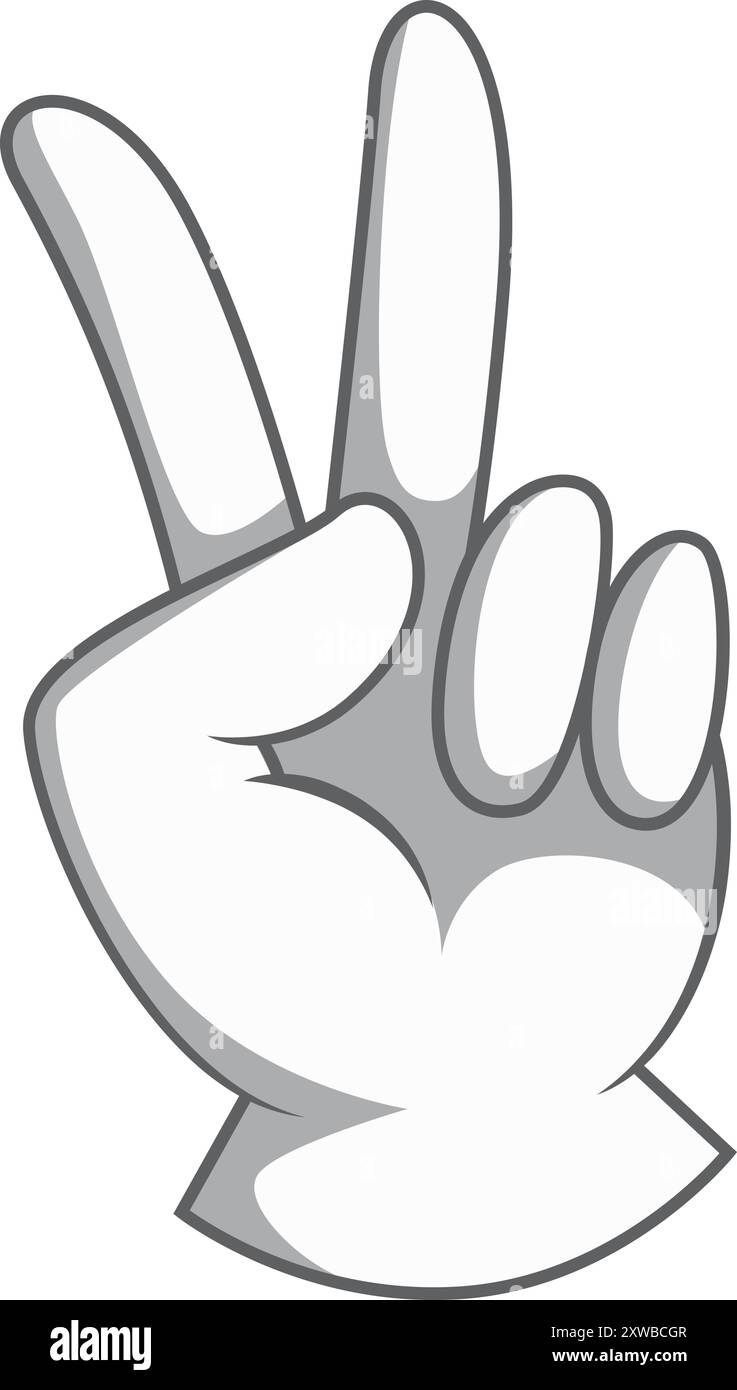 Victory hand gesture. V fingers comic arm Stock Vector