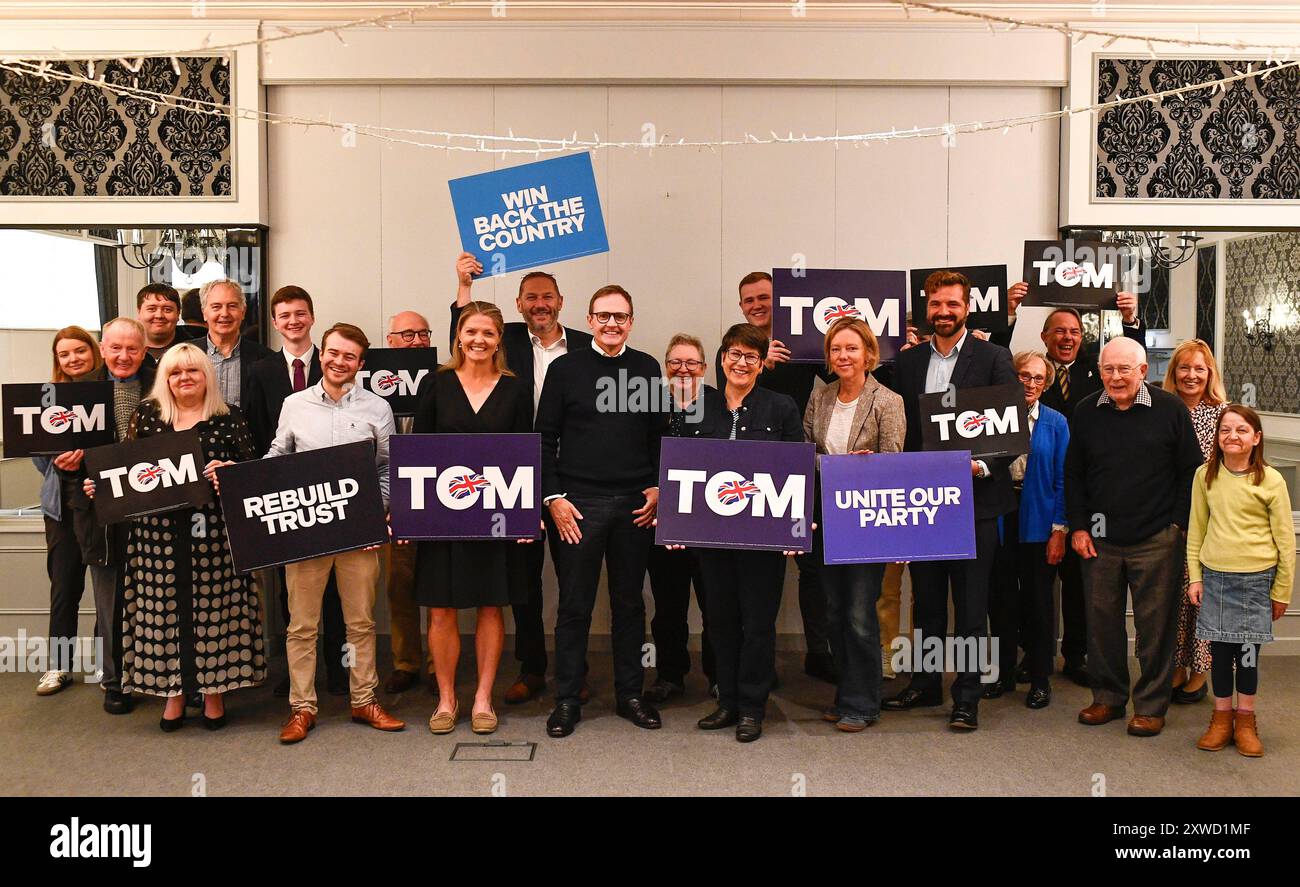 Ellon, UK. 19th Aug, 2024. Image © Licensed to Parsons Media. 19/08/2024. Ellon, United Kingdom. Tom Tugendhat Campaigning in Scotland. Tom Tugendhat MP, Conservative Party leadership hopeful, campaigning at the Ellon North East Members event. Picture by Euan Cherry/Parsons Media Credit: andrew parsons/Alamy Live News Stock Photo