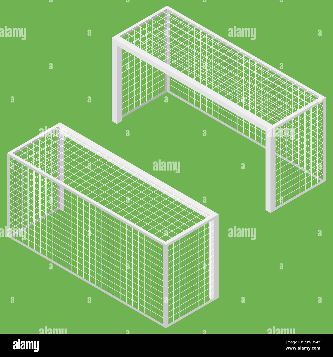 Gate for playing soccer in isometric. Vector illustration. Eps 10. Stock Vector