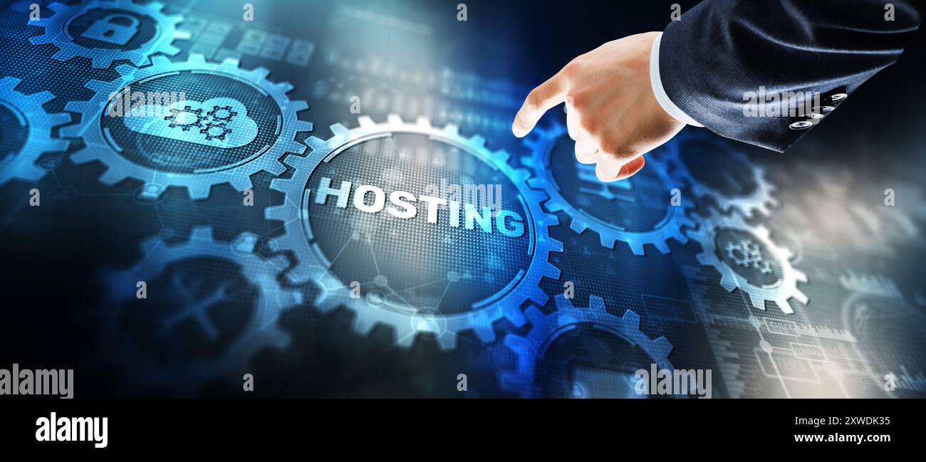 Hosting Cloud and edge computing technology concepts. Mixed Media Stock Photo