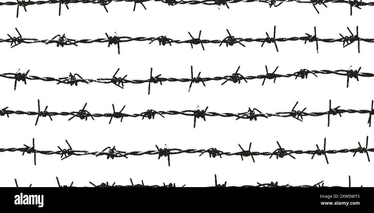 Barbed wire photocopy stipple seamless pattern vector illustration ...