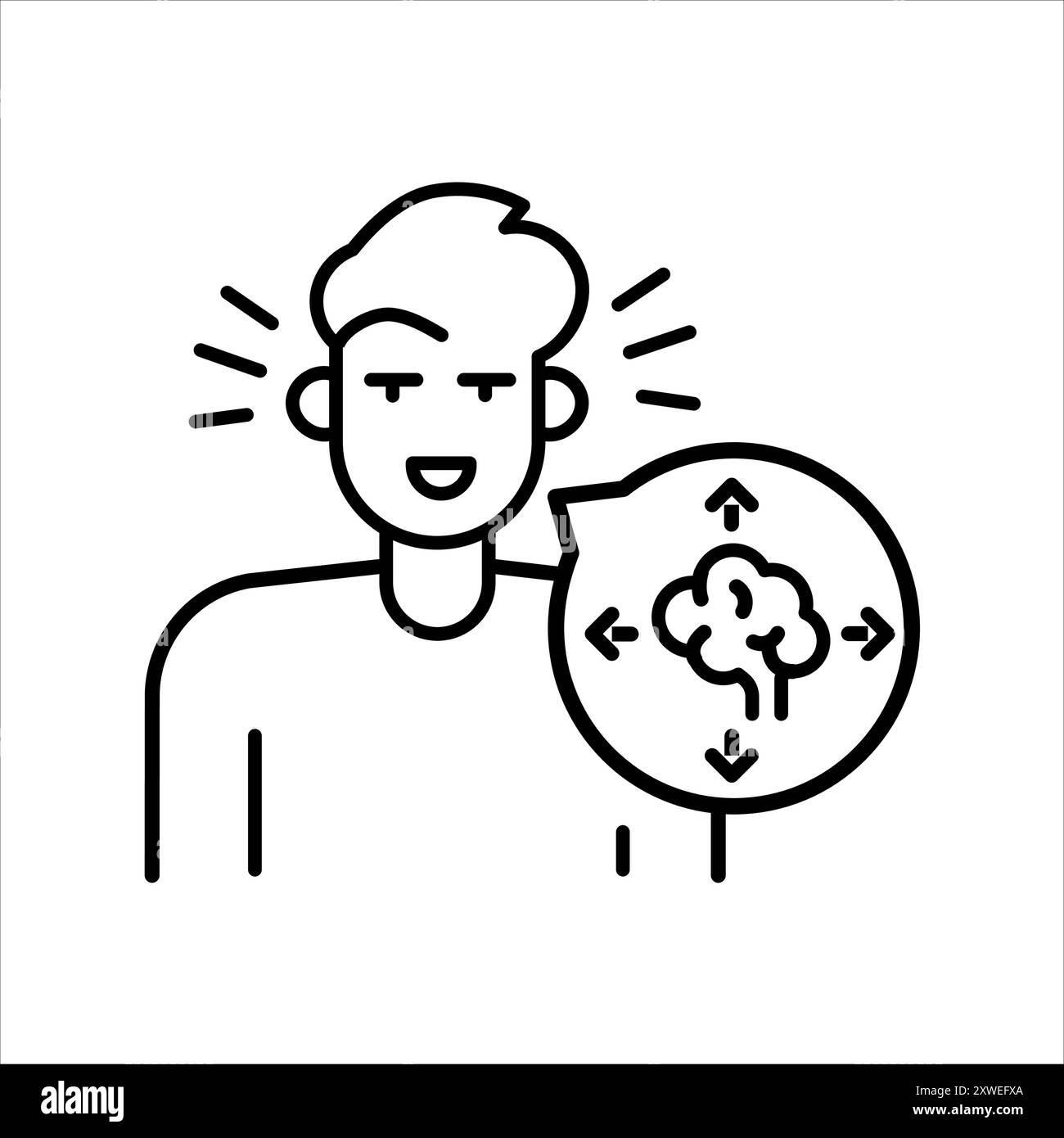 ADHD line color icon. Sign for web page, mobile app, button, logo. Vector isolated button. Editable stroke. Stock Vector