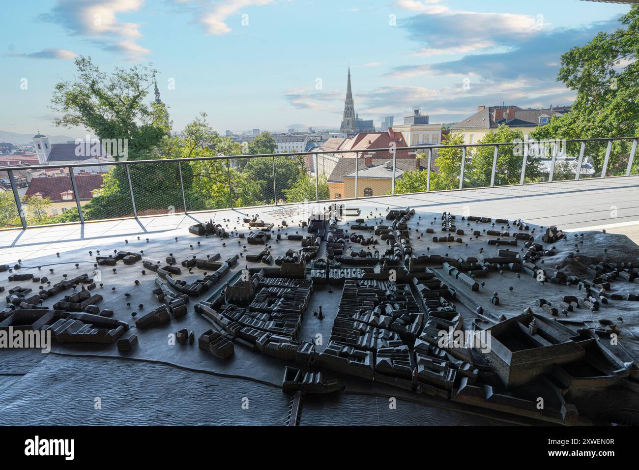 Linz, Austria. August 12, 2024. the model of the city in front of the ...