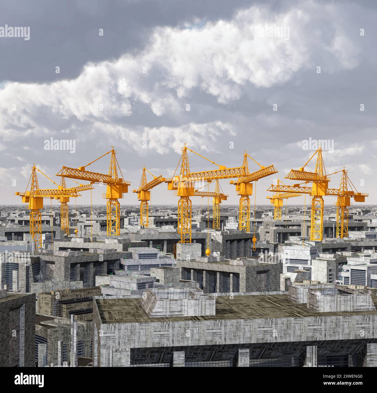 Construction cranes in a big city Stock Photo - Alamy