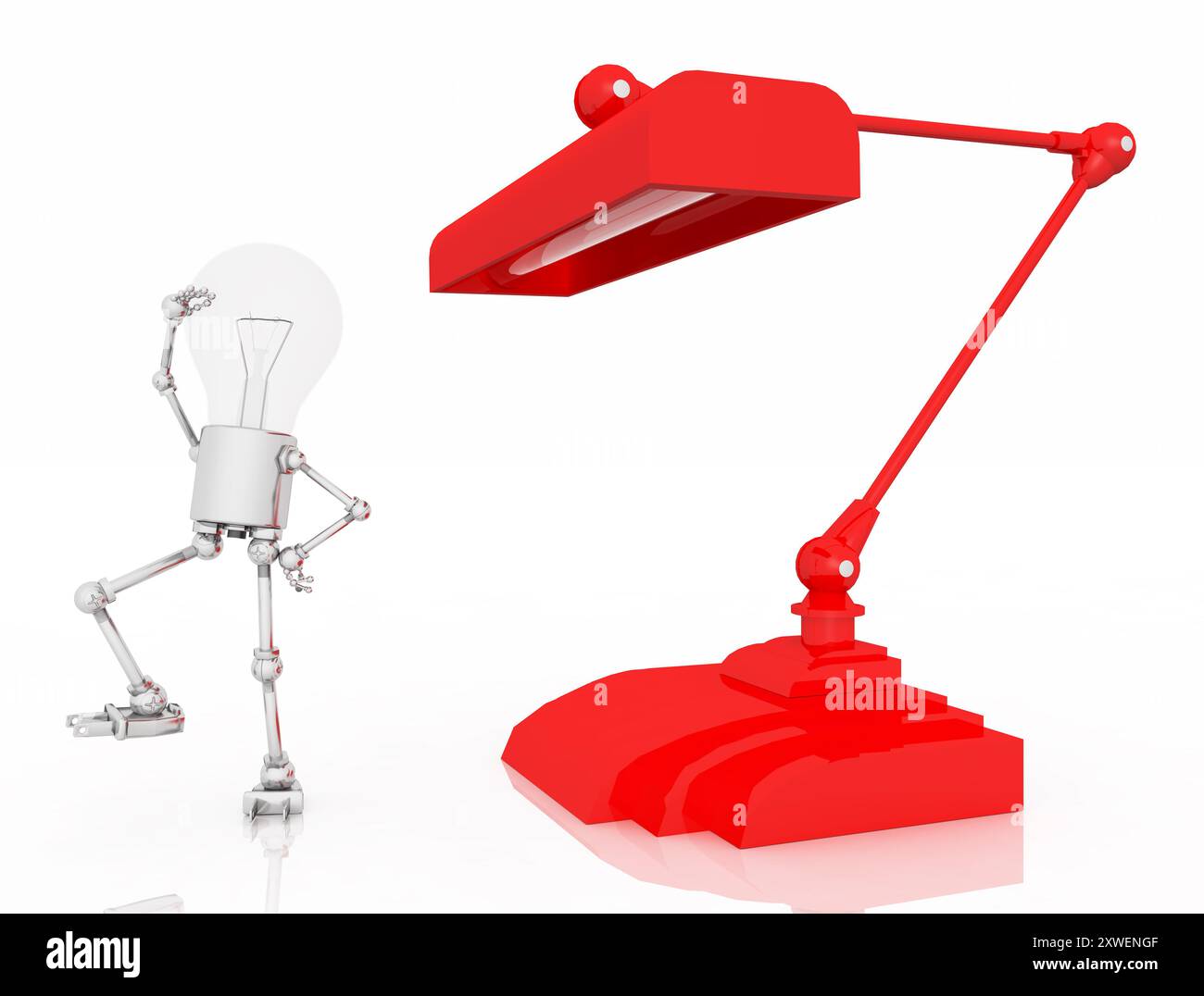 Light bulb figure with a red desk lamp Stock Photo - Alamy