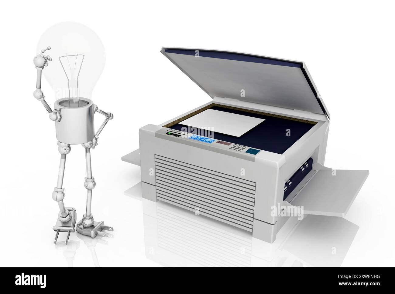 Light bulb figure with a copy machine Stock Photo - Alamy