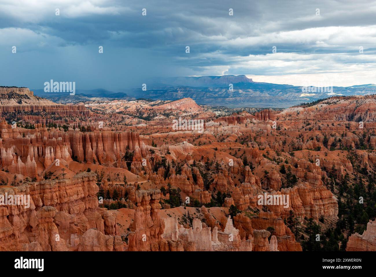 Bryce Canyon with dramatic thunder clouds, Bryce Canyon national park, Utah, USA. Stock Photo