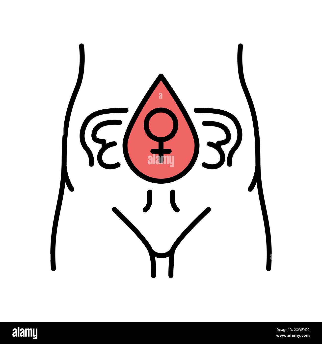 Menstruation cycle line black icon. Sign for web page, mobile app, button, logo. Vector isolated button. Editable stroke. Stock Vector