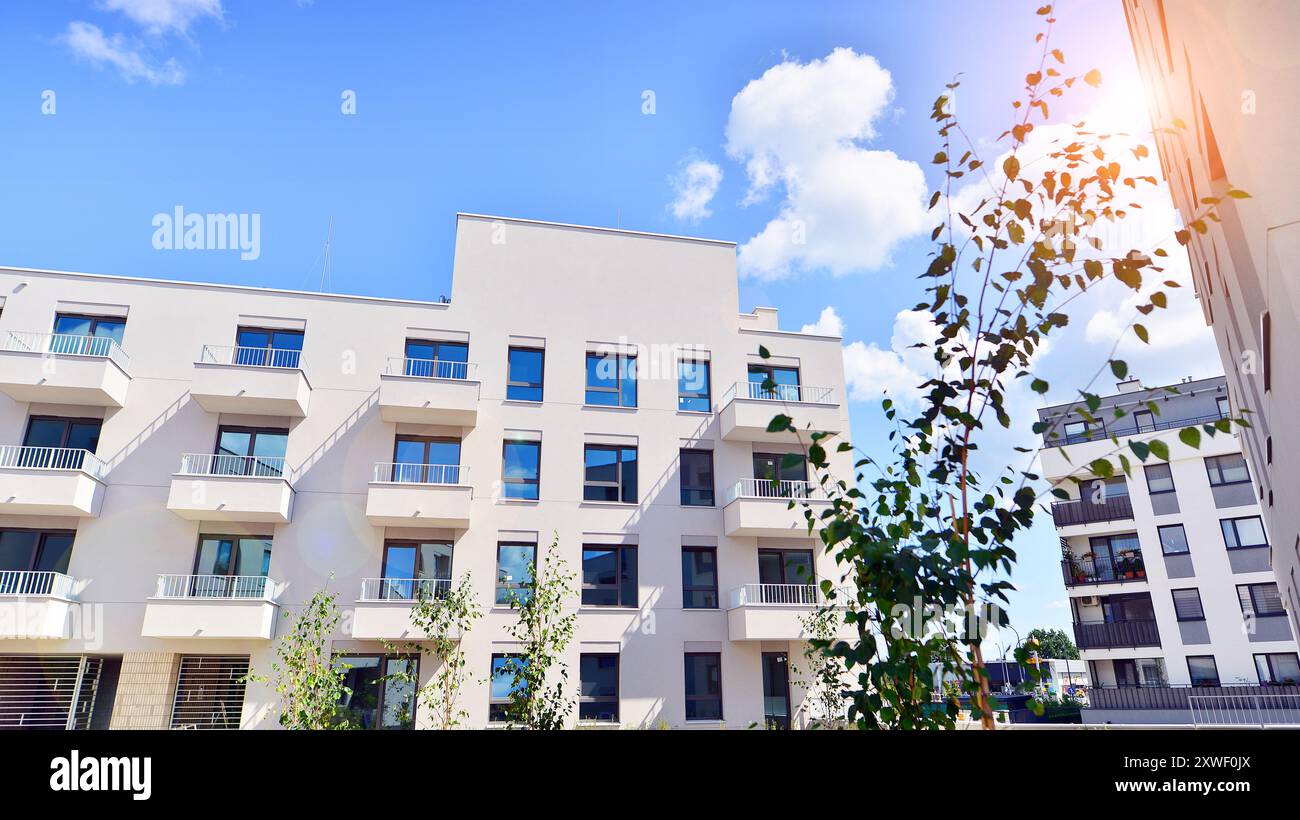 Image showcasing Modern architecture of urban residential apartment buildings on a sunny ...