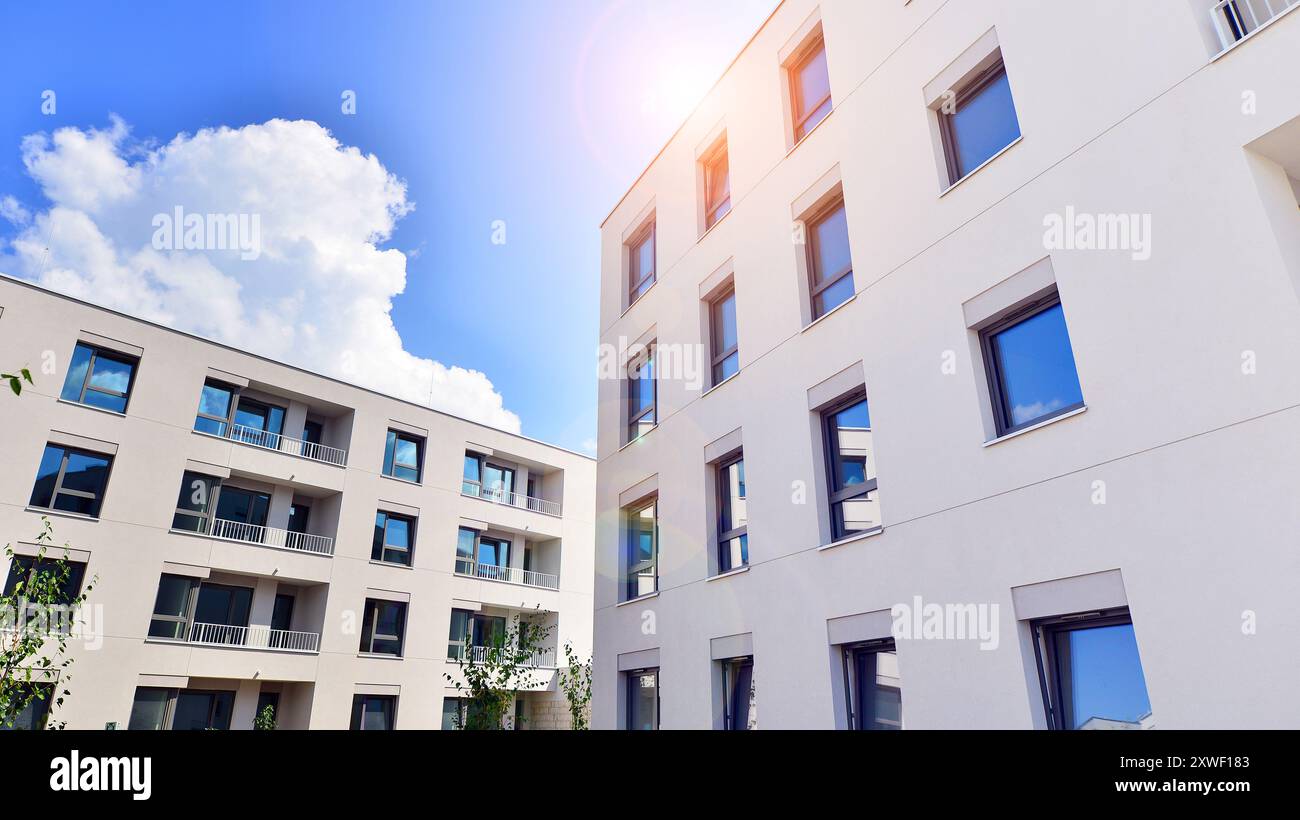 Image showcasing Modern architecture of urban residential apartment buildings on a sunny ...