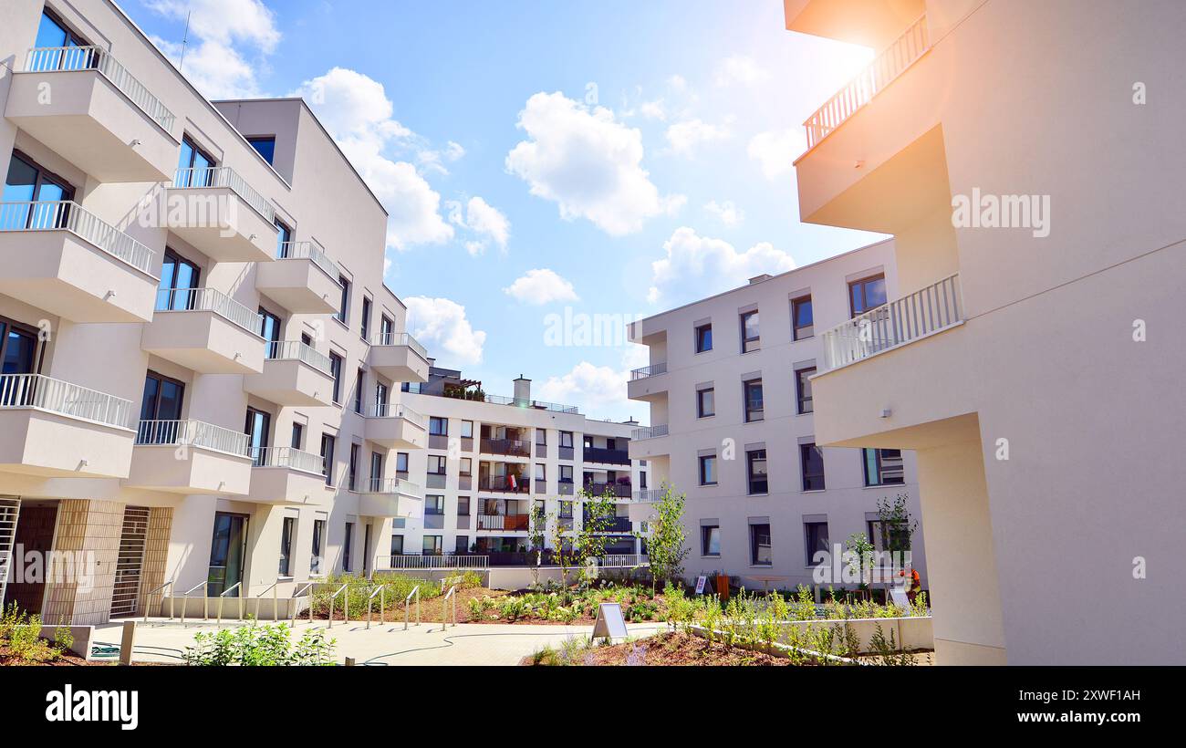 Modern architecture of urban residential apartment buildings on a sunny ... - Modern Urban Apartment Complex