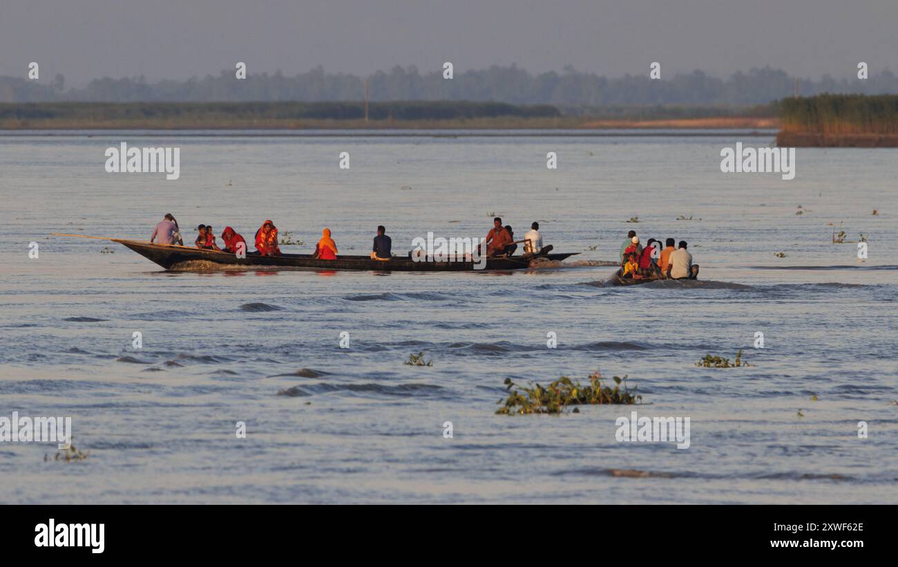 People onboard one of the river boats moving between the different ...