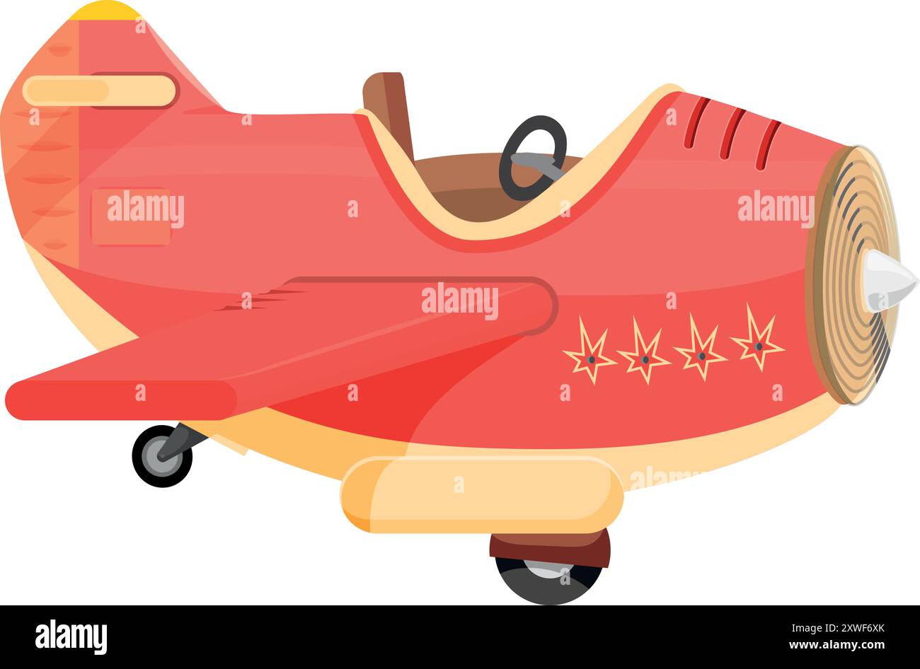 Retro plane cartoon icon. Flying kid toy Stock Vector