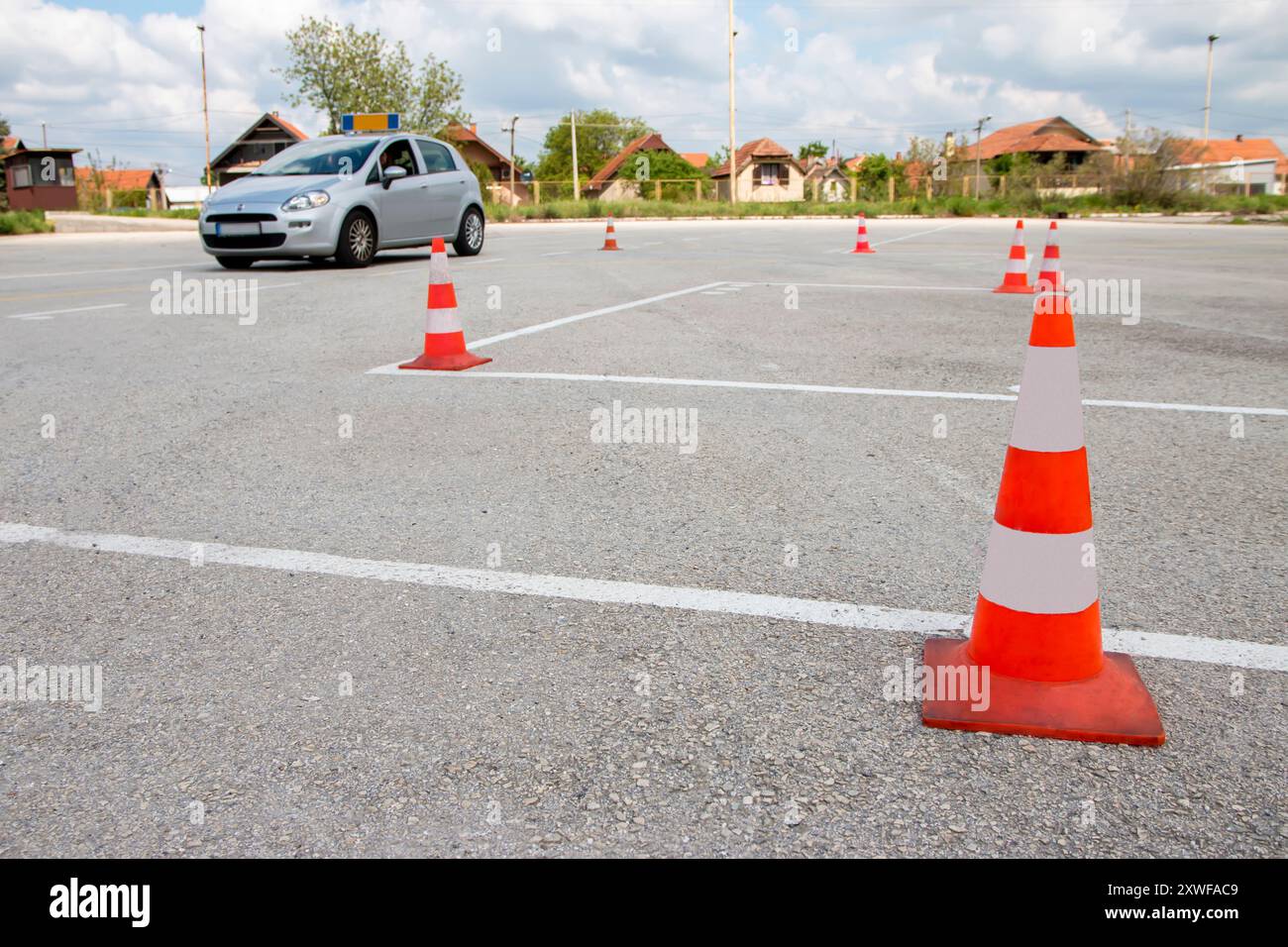 Driving school or test. Training parking. How to drive and park car ...