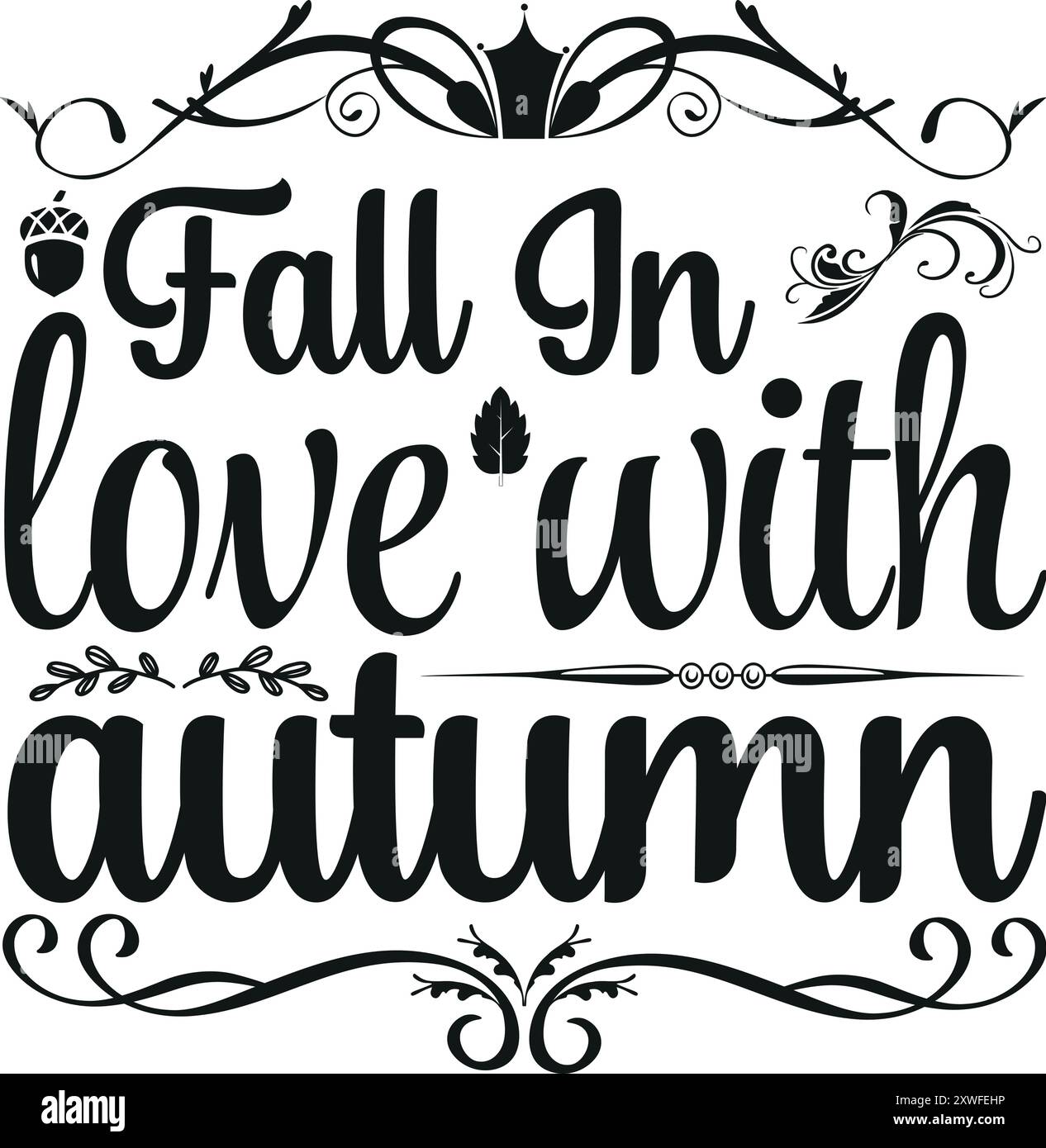 Fall Lettering Svg Autumn SVG Design Lettering Concept Typography T-Shirt Design Stock ...